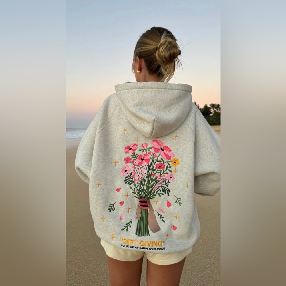 Dandy Worldwide Gift Giving Oversized Lux Hoodie in Heather Gray